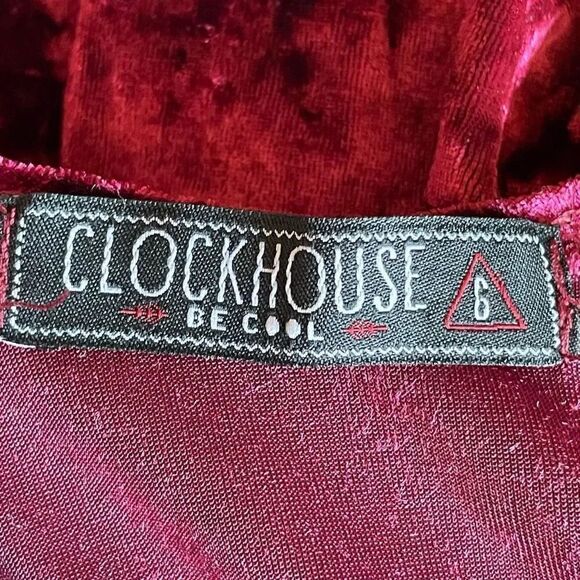 ClockHouse Wine Crushed Round Neck Velvet Soft One Piece  Bodysuit SZ L #1530 - Picture 7 of 12
